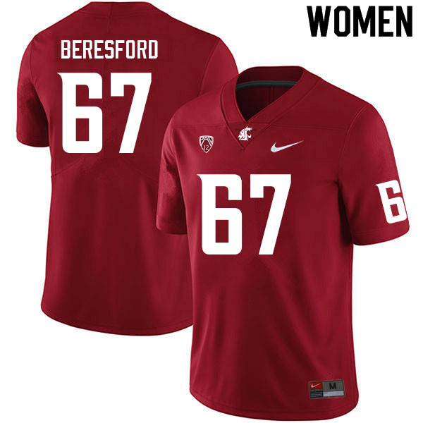 Women #67 Jack Beresford Washington State Cougars College Football Jerseys Sale-Crimson - Click Image to Close
